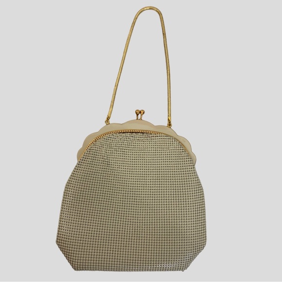 Vintage Oroton Ivory Mesh Chainmail Gold Snake Chain Purse - Picture 1 of 11